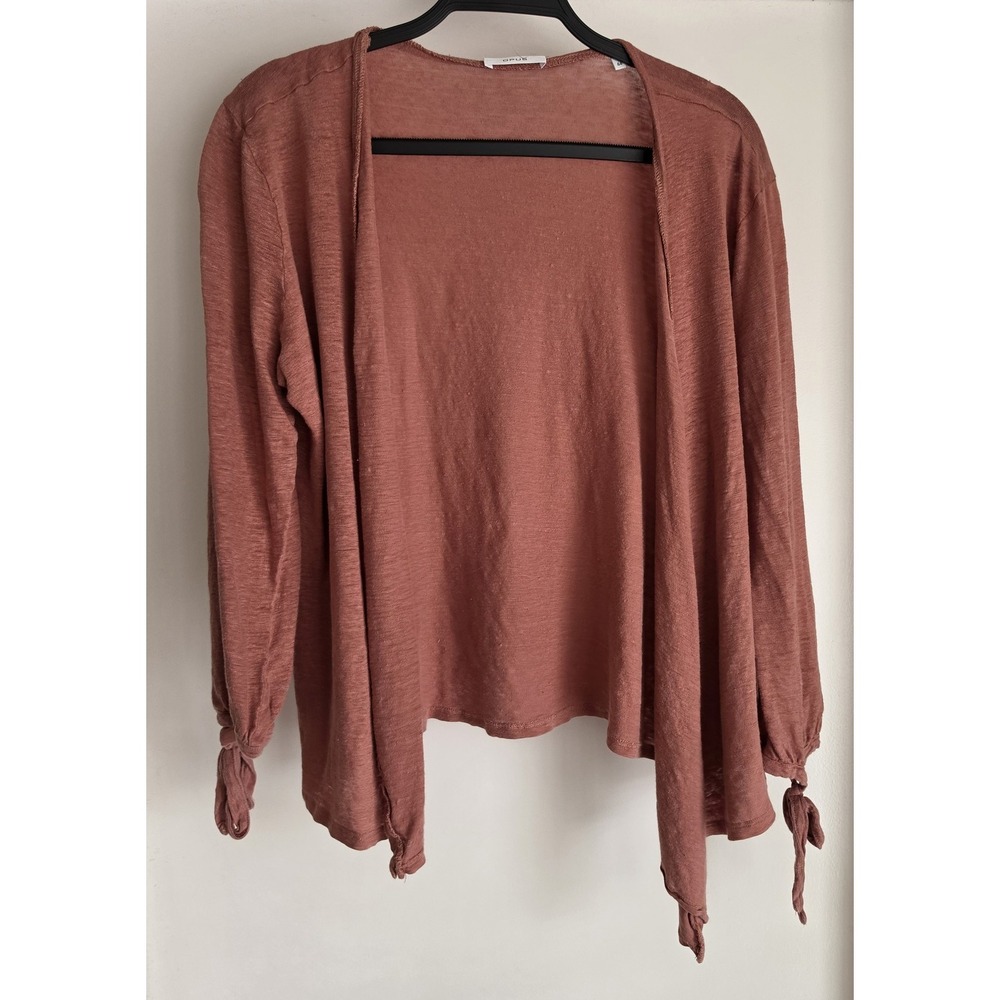 OPUS Cardigan Size 44 Dusty Rose Linen Long Sleeve Women Boho Wrap Sweater